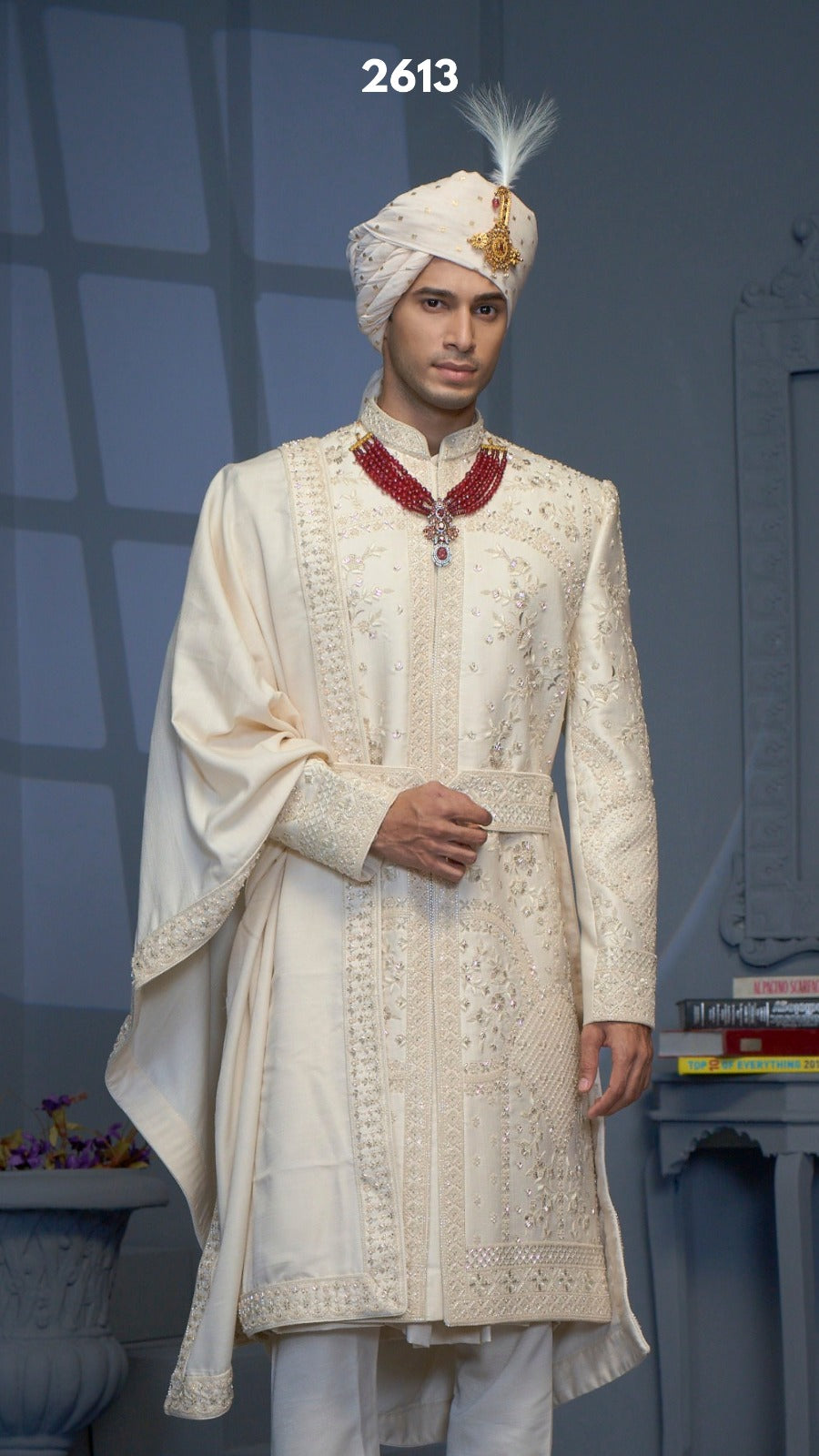 Embroidered Sherwani with dupatta