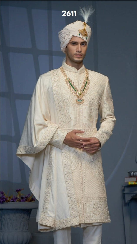 Beige elegant sherwani