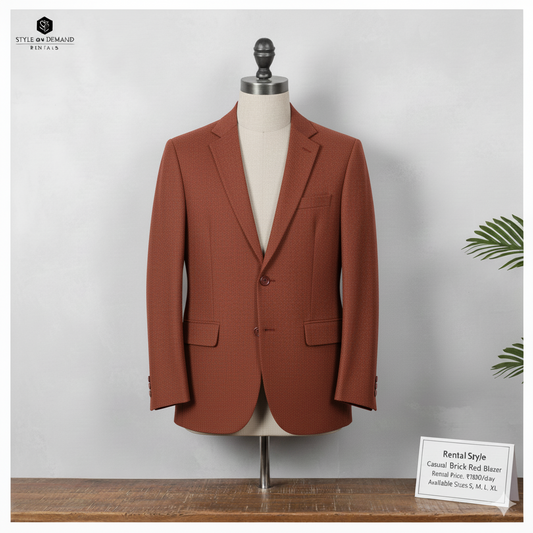 Brown blazer on a mannequin with a white background