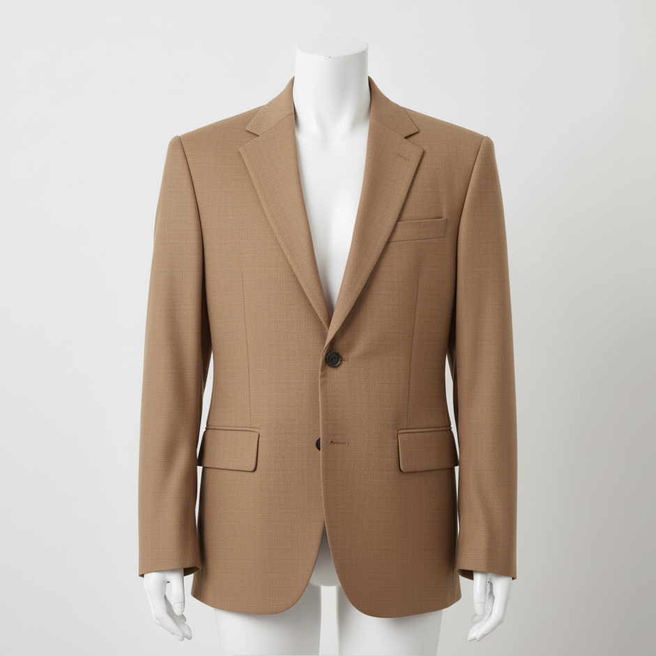 Brown blazer on a mannequin against a white background