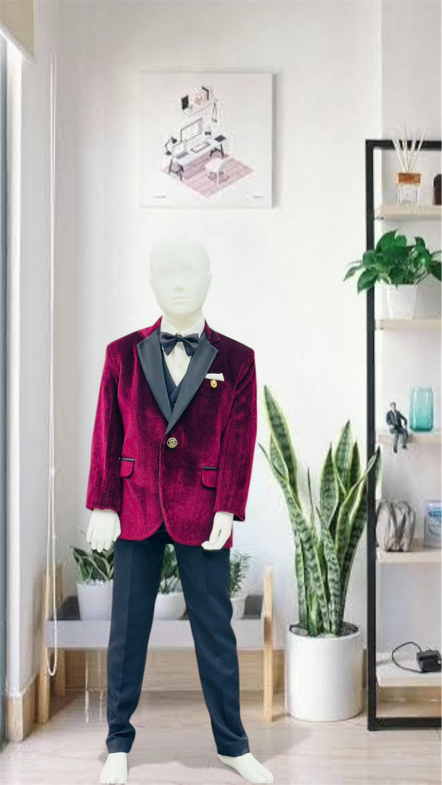 Wine Black Shadow Blazer Suit K012