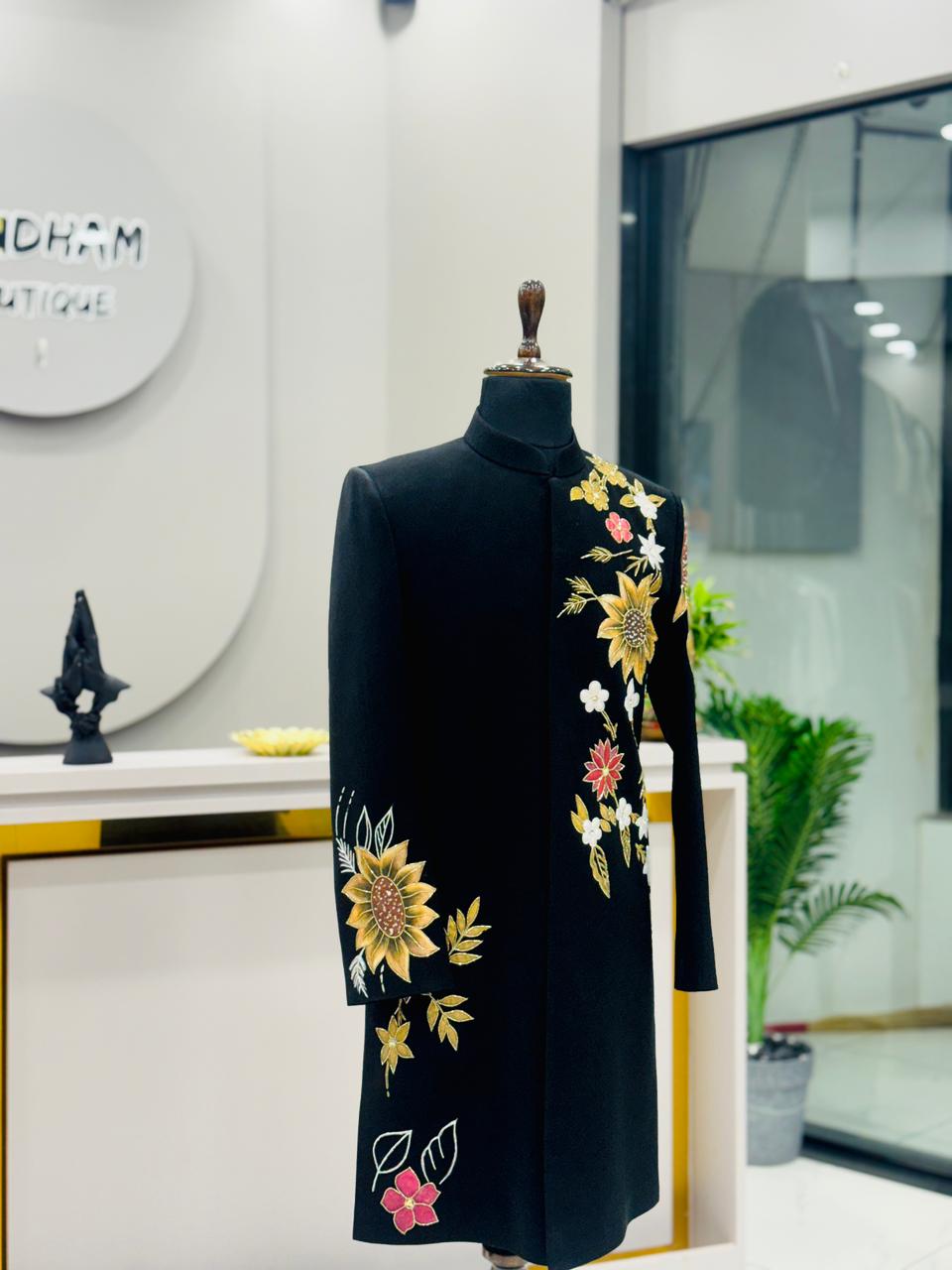 Hand Paint Flower Indo-Western M-30