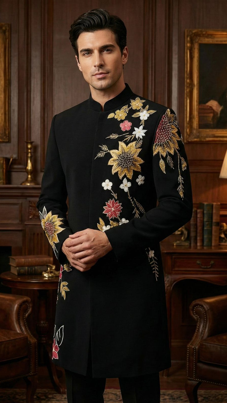 Hand Paint Flower Indo-Western M-30