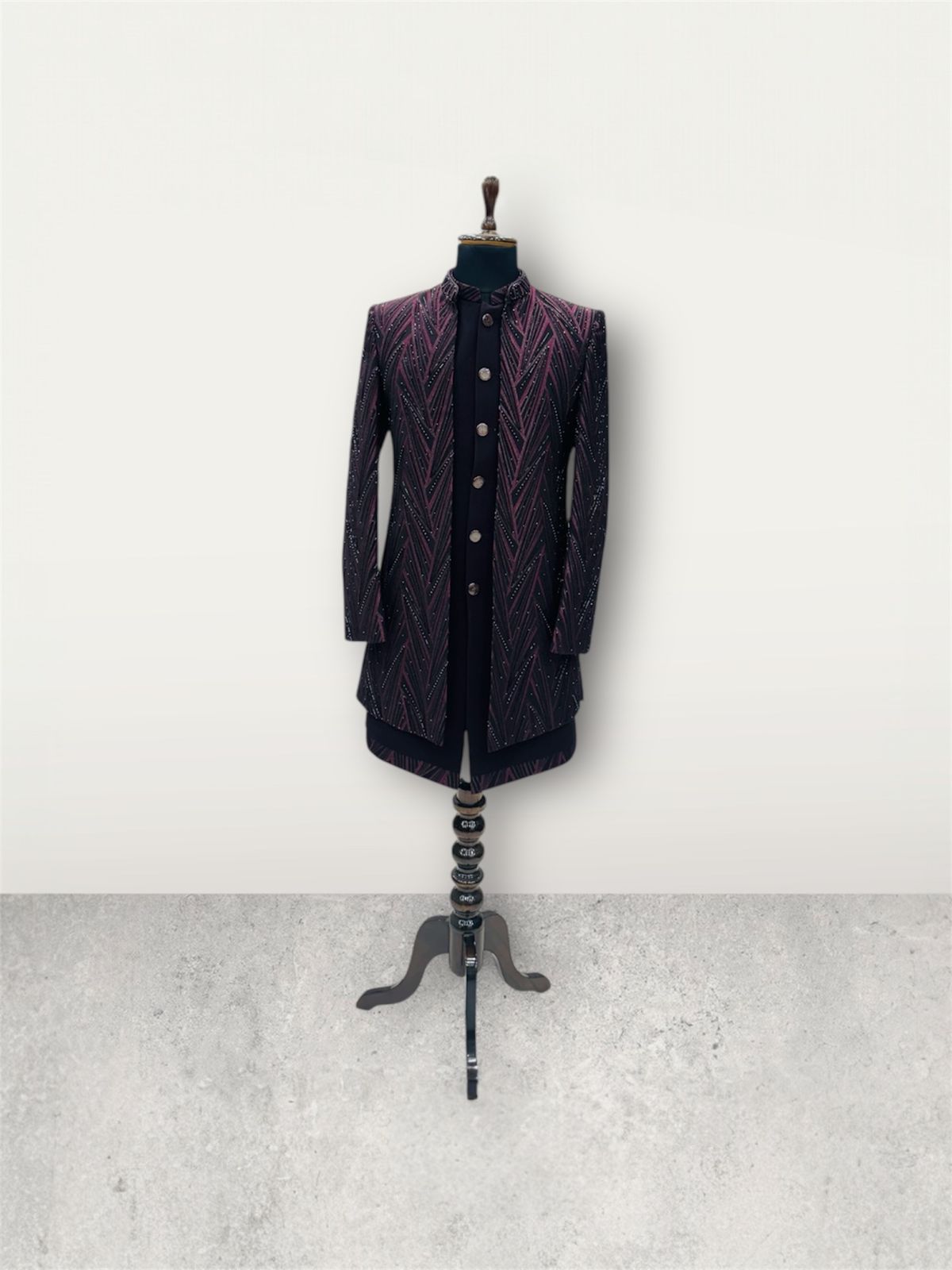 Wine Zikzak Hand worked Indo-Western M-001