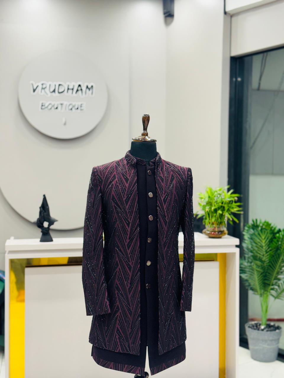 Wine Zikzak Hand worked Indo-Western M-001