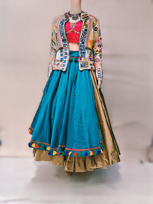 Blue Chaniya Choli with Jacket