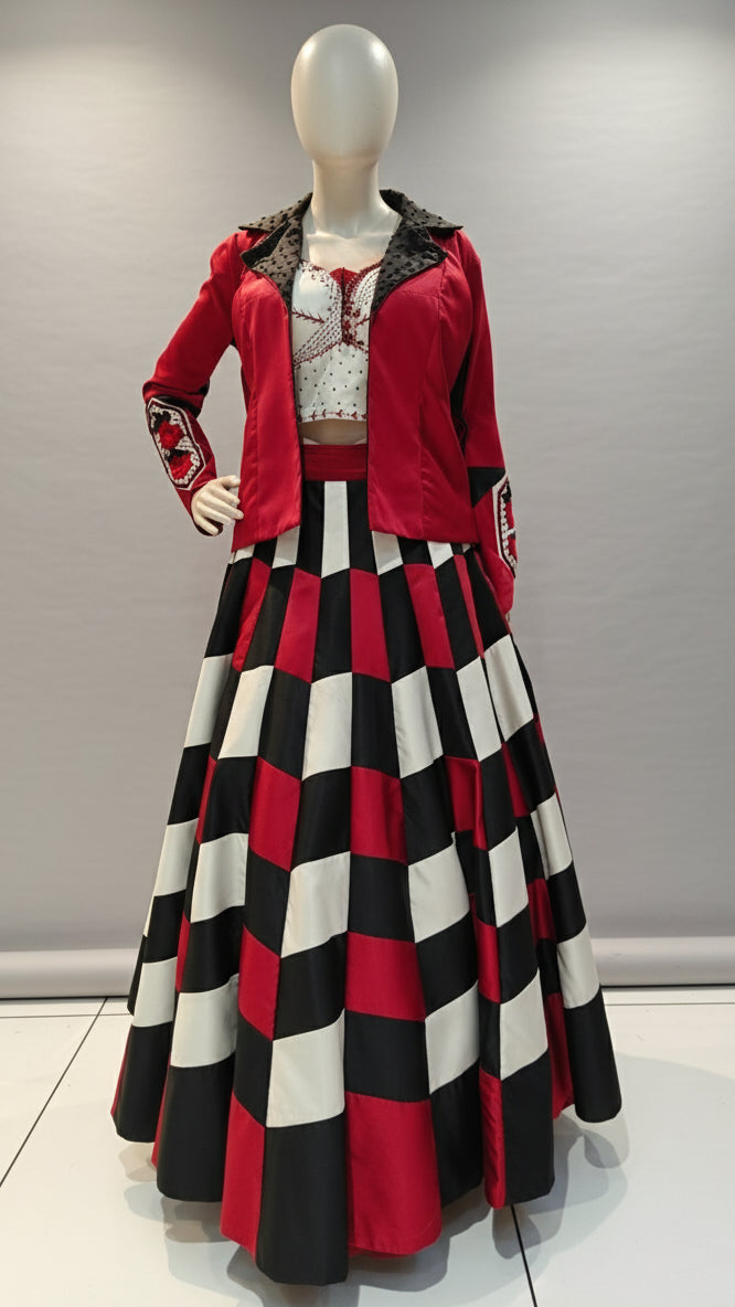 Scarlet Rangili Designer Lehenga Set