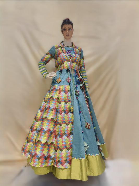 Blue Floral Lehenga Choli