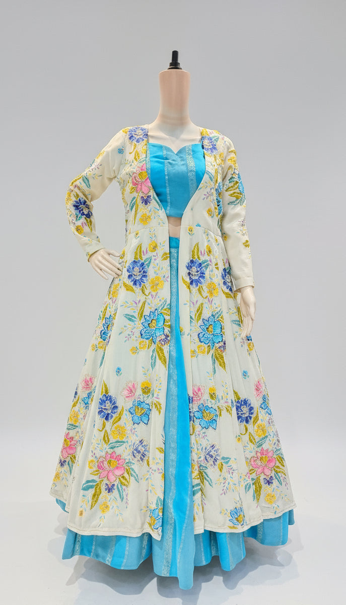 Aasmani Kanya Hand worked Indo Western