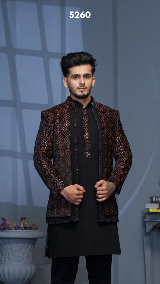 Coffee Colored Designer Outer Indo-western